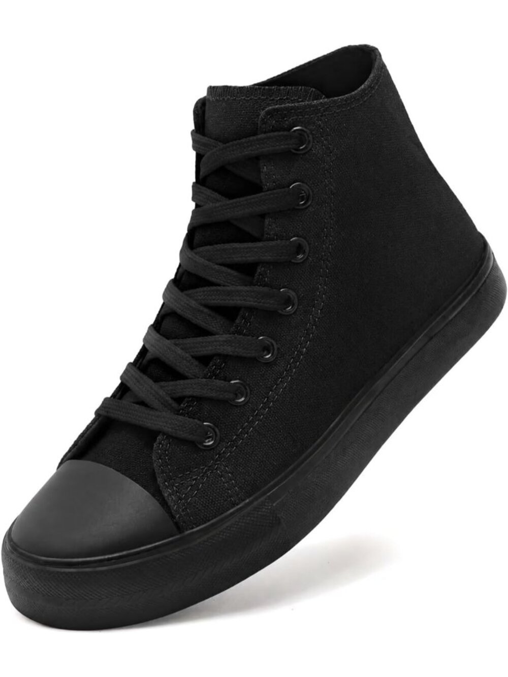 Women's All Black High Top Canvas Breathable Comfortable Lace Up Casual Sneakers